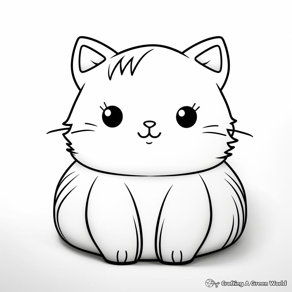 Furry Pillow Cat Coloring Pages 1