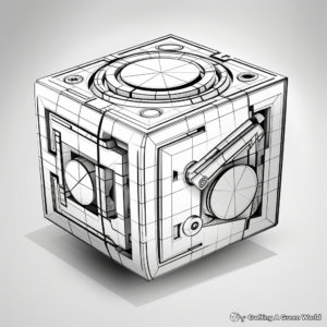 Futuristic 3D Cube Design Coloring Pages 1
