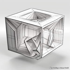 Futuristic 3D Cube Design Coloring Pages 2