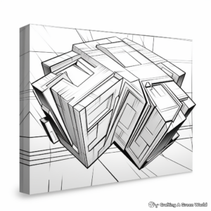 Futuristic 3D Cube Design Coloring Pages 3