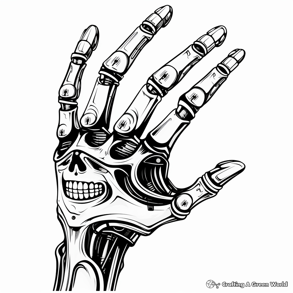 Futuristic Cyborg Skeleton Hand Coloring Pages 2