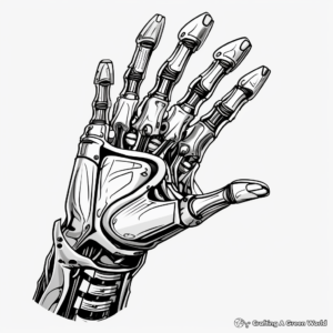 Futuristic Cyborg Skeleton Hand Coloring Pages 3