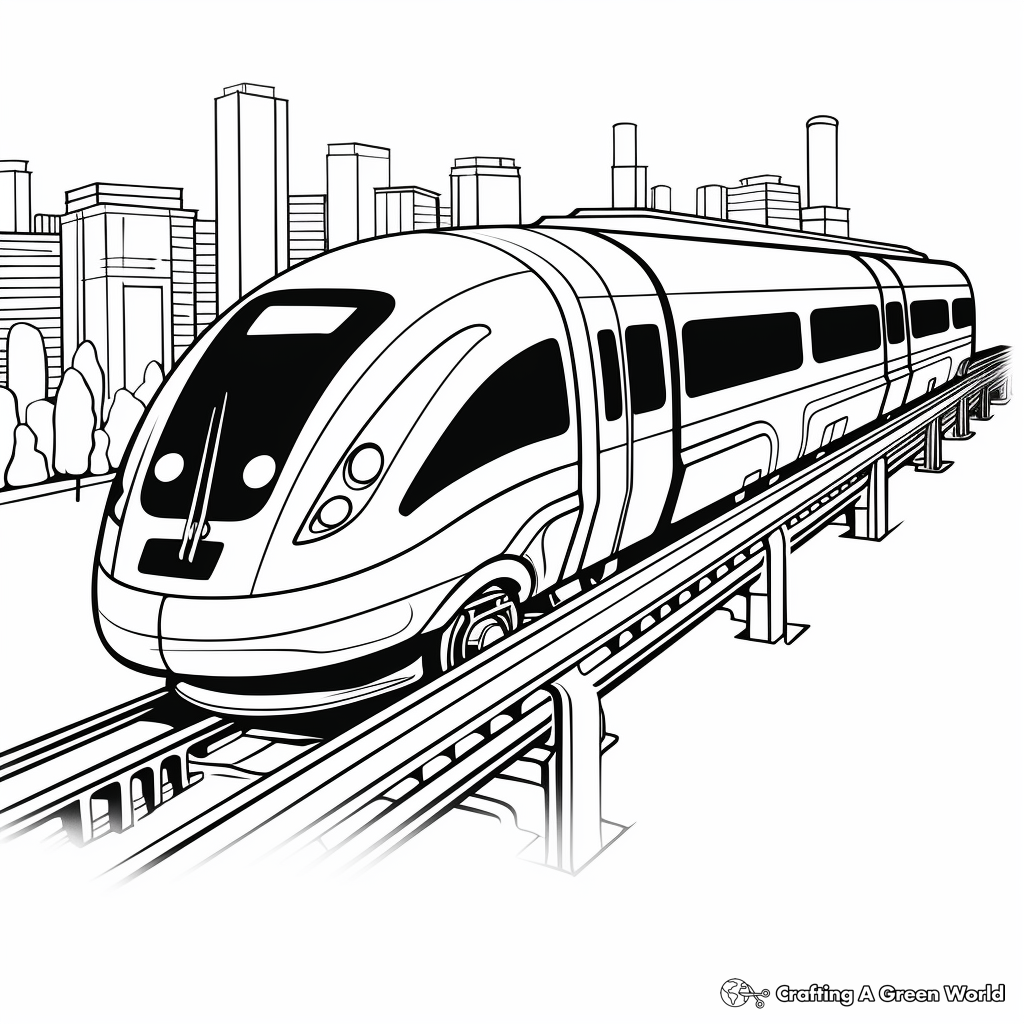 Futuristic Maglev Train Coloring Sheets 3