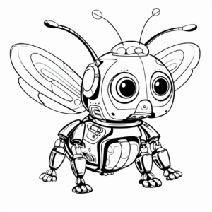 Futuristic Robot Cat Bee Coloring Pages 1