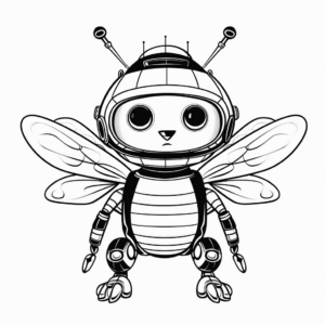 Futuristic Robot Cat Bee Coloring Pages 2
