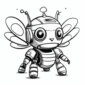 Futuristic Robot Cat Bee Coloring Pages 3