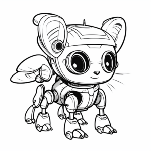 Futuristic Robot Cat Bee Coloring Pages 4