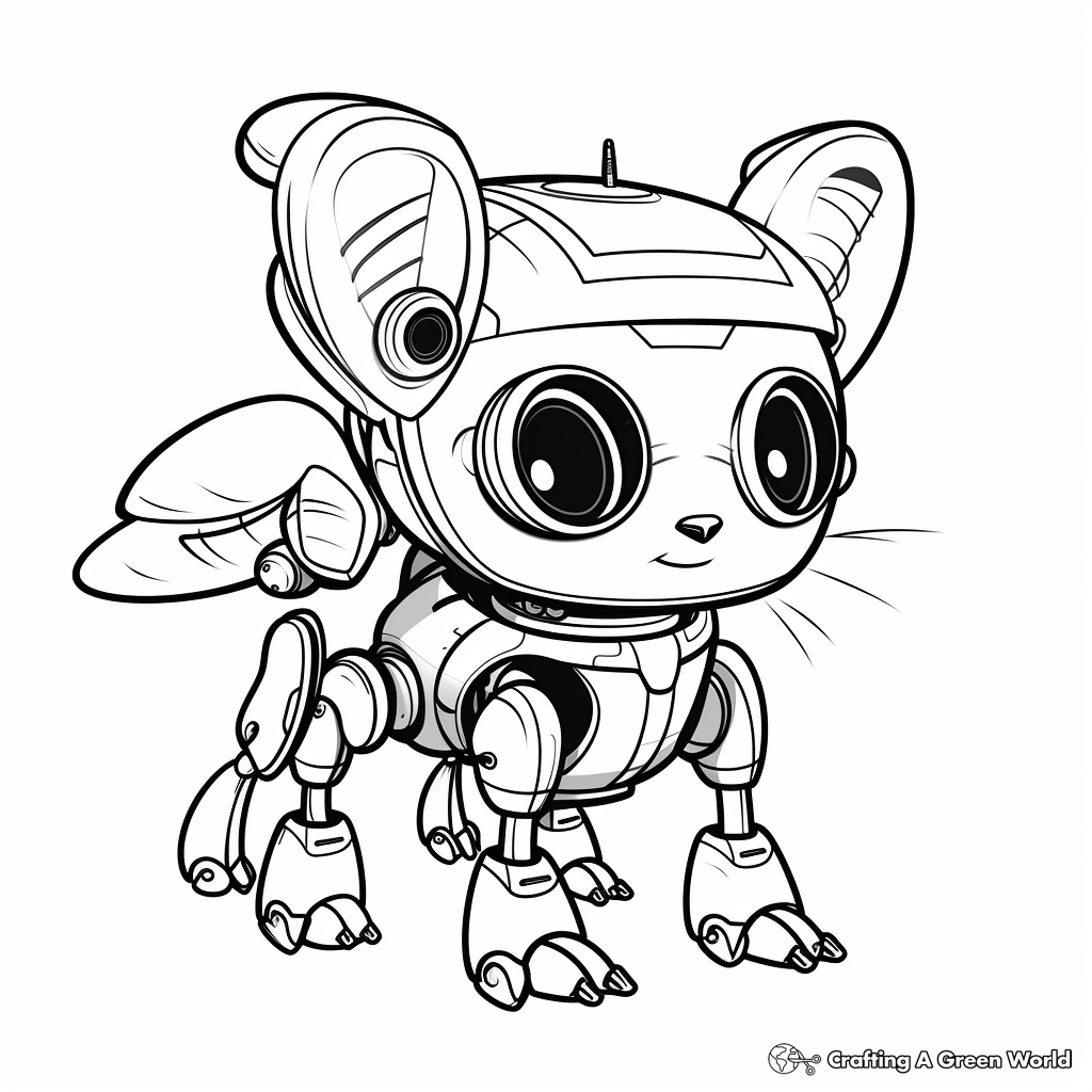 Futuristic Robot Cat Bee Coloring Pages 4