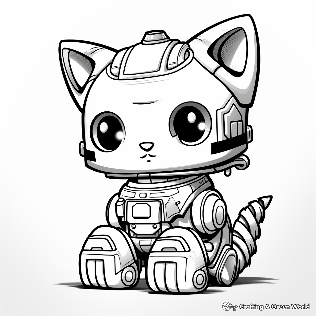 Futuristic Robot Kitty Coloring Pages 2