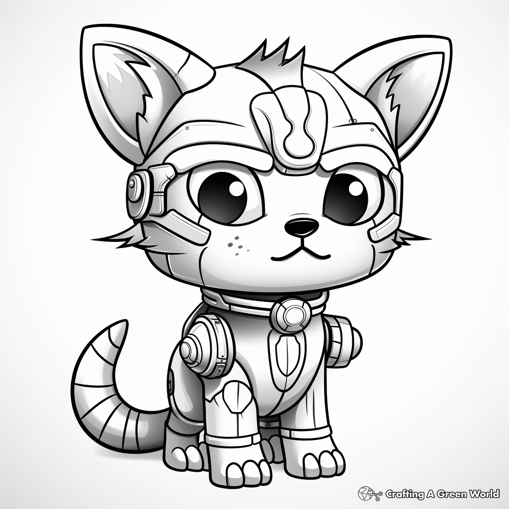 Futuristic Robot Kitty Coloring Pages 3