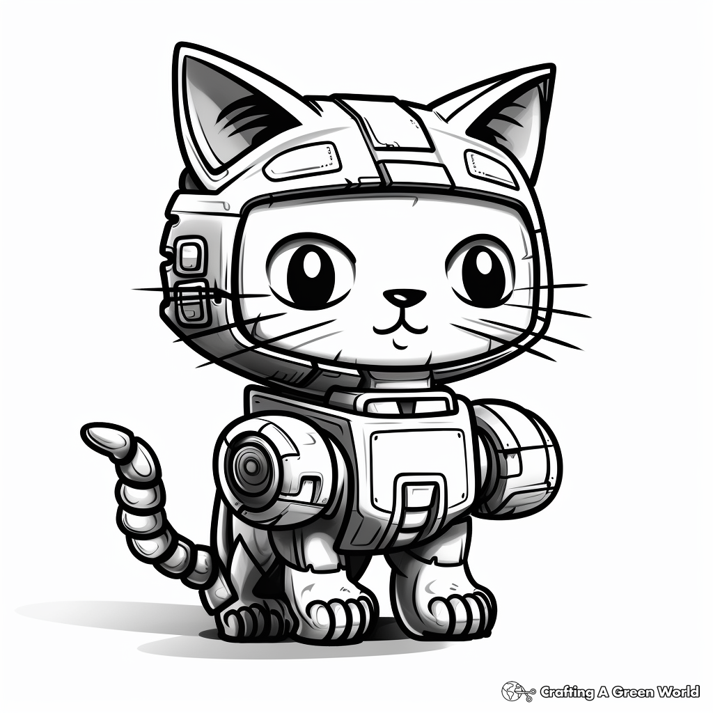 Futuristic Robot Kitty Coloring Pages 4