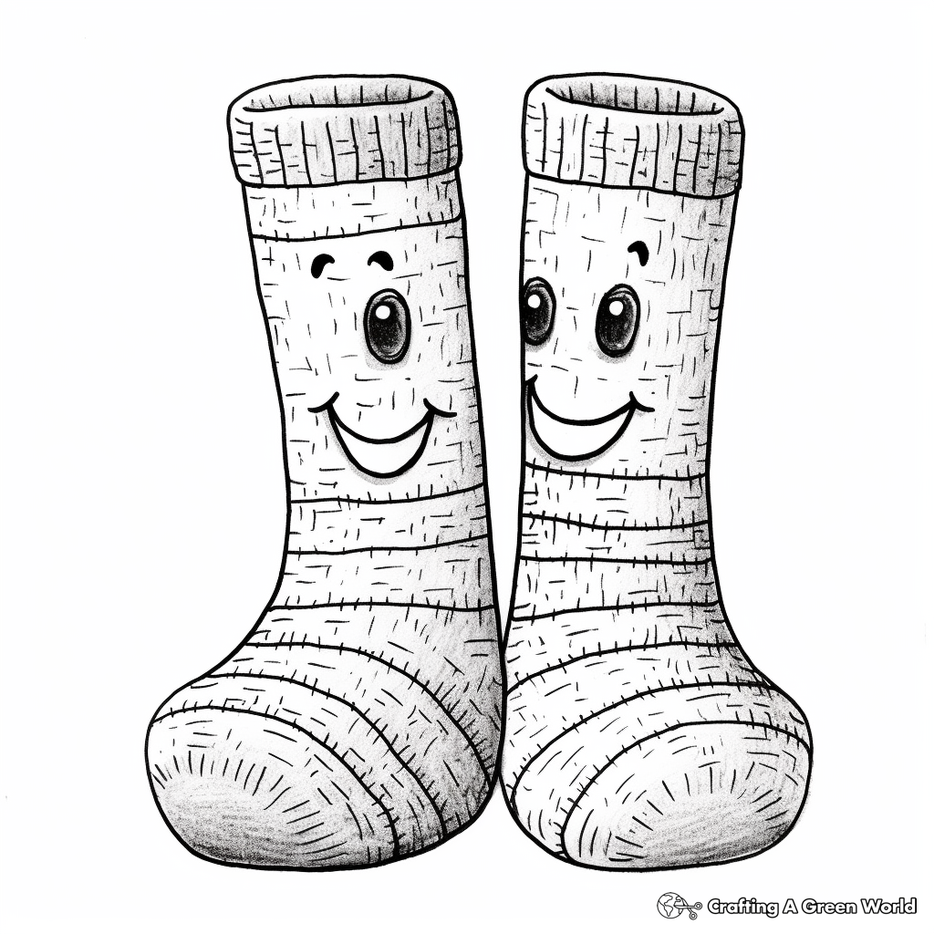 Fuzzy Slipper Socks Coloring Pages 1