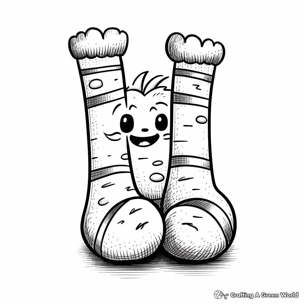 Fuzzy Slipper Socks Coloring Pages 3