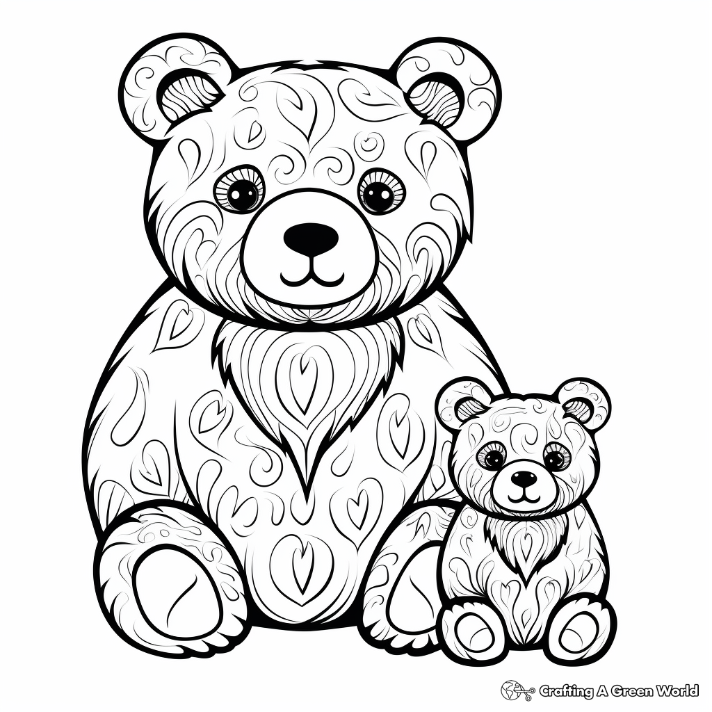 Fuzzy Teddy Mama Bear Coloring Pages 2