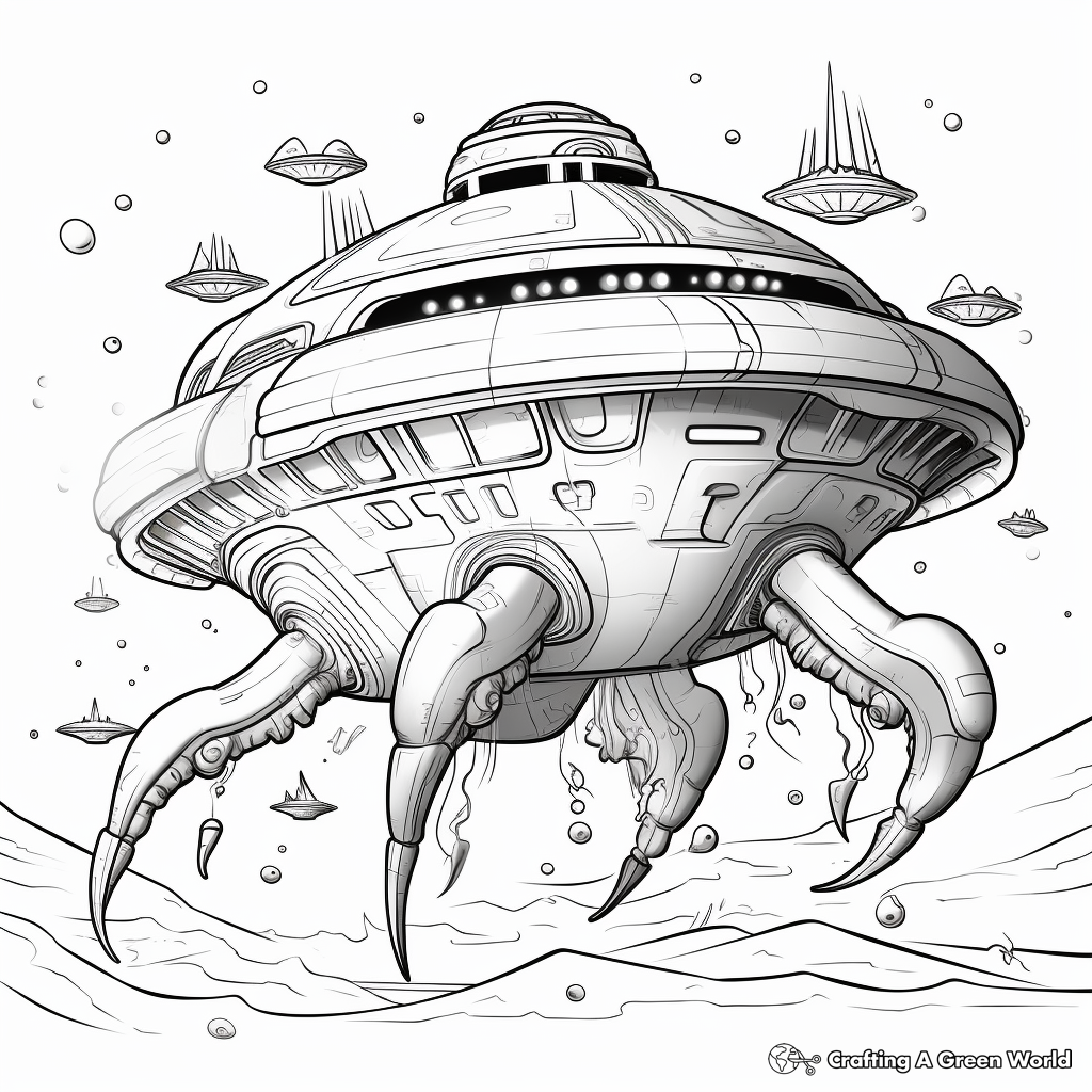Galactic Battles: Alien Warship Coloring Pages 2