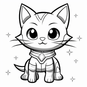 Galactic Space Kitty Coloring Pages 1