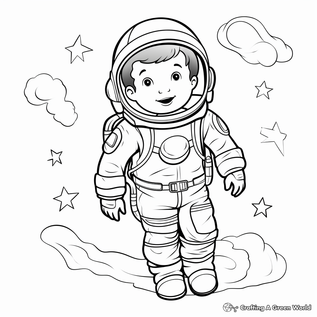 Galaxy and Astronaut Coloring Pages for Kids 2