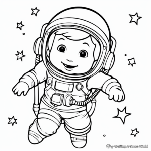 Galaxy and Astronaut Coloring Pages for Kids 4