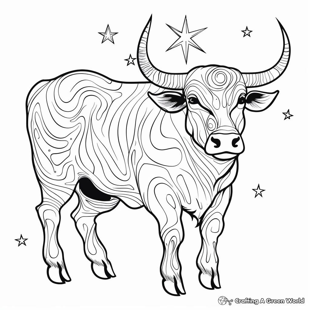 Galaxy Bull Abstract Art Coloring Pages 2
