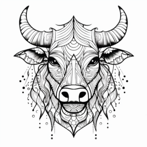 Galaxy Bull Abstract Art Coloring Pages 4