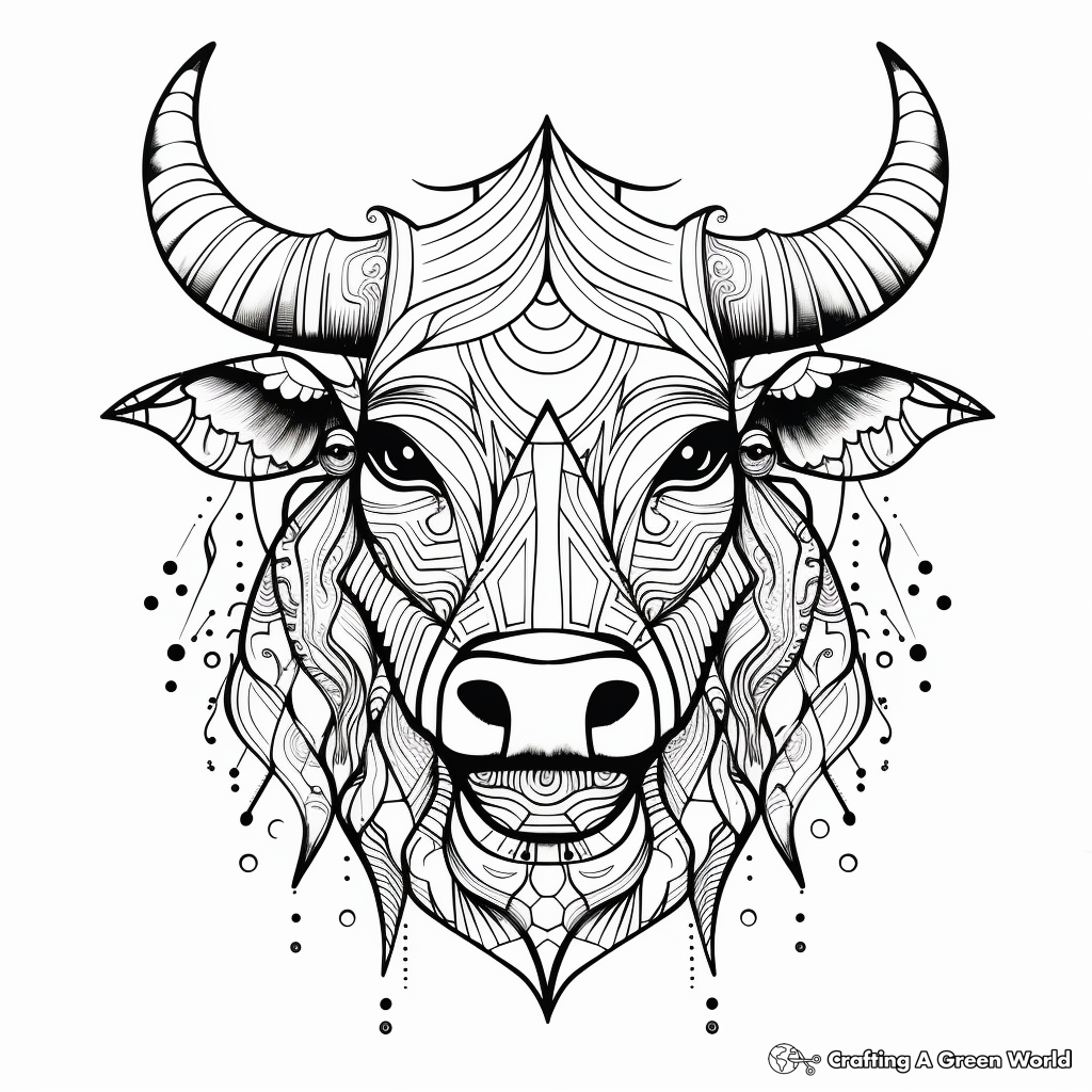 Galaxy Bull Abstract Art Coloring Pages 4