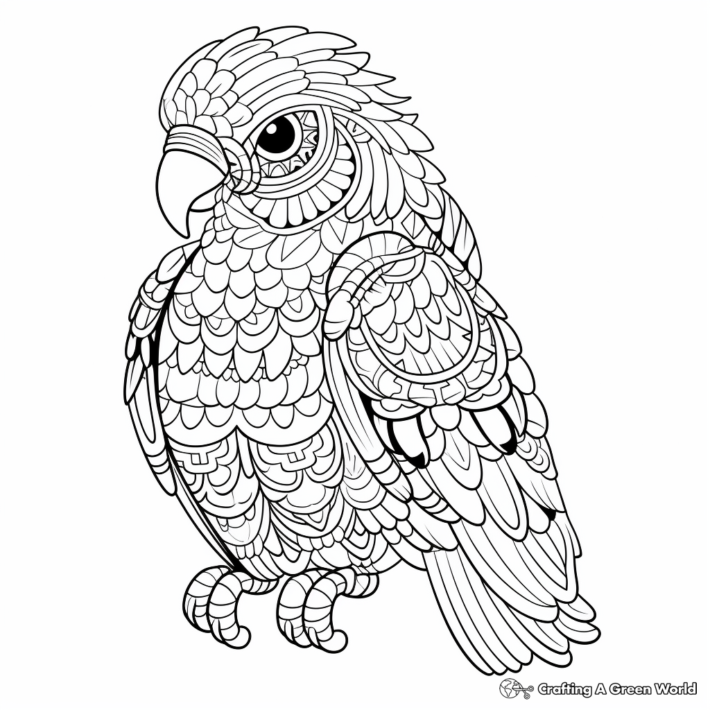 Gallicolumba Parrot Pattern Coloring Pages for Artists 3