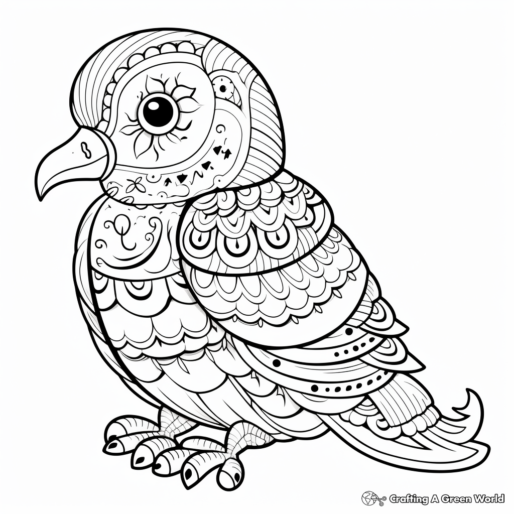 Gallicolumba Parrot Pattern Coloring Pages for Artists 4