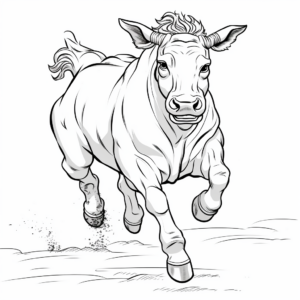 Galloping Bucking Bull Coloring Pages 1