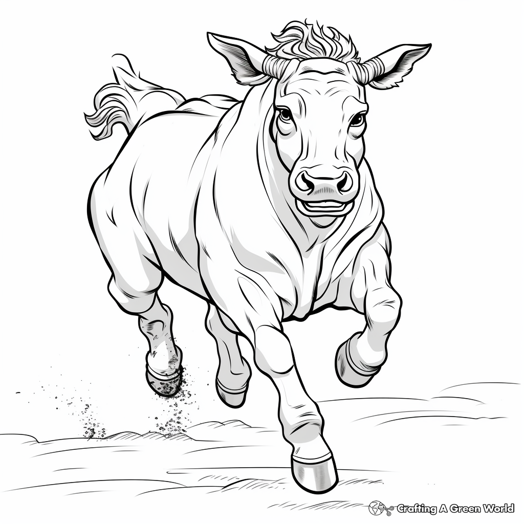 Galloping Bucking Bull Coloring Pages 1