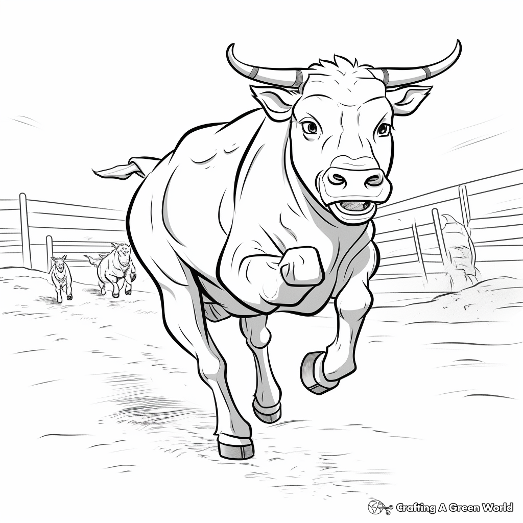 Galloping Bucking Bull Coloring Pages 2