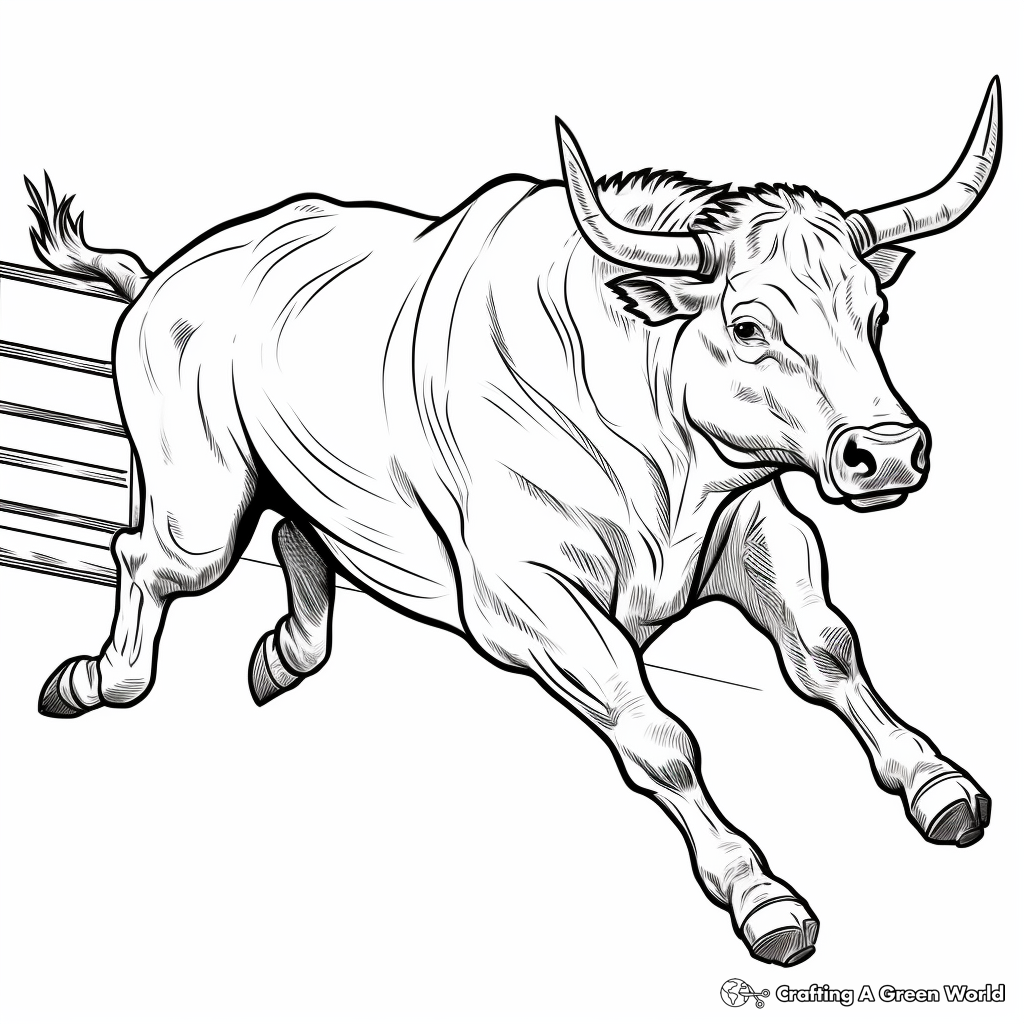 Galloping Bucking Bull Coloring Pages 3