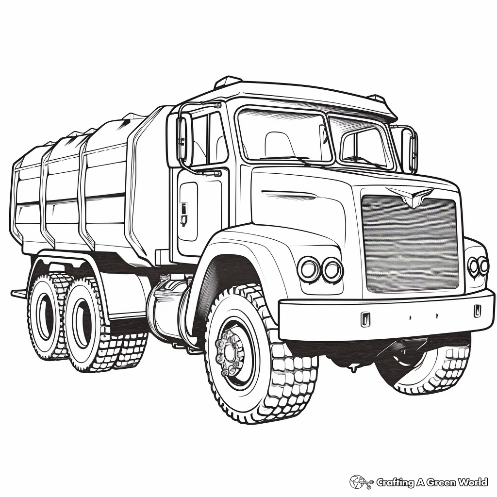 Garbage Truck Coloring Pages for Kids 1