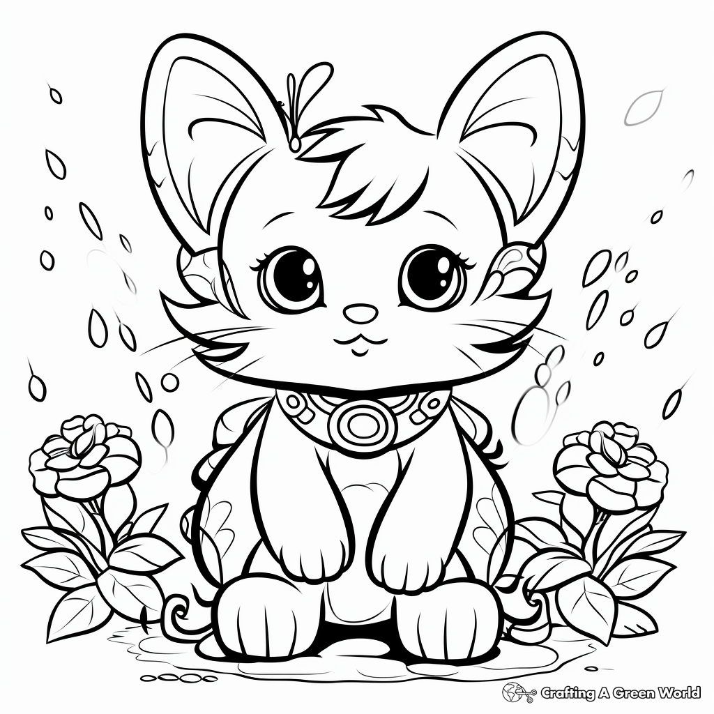 Garden Angel Cat Coloring Pages 2