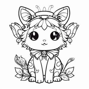 Garden Angel Cat Coloring Pages 3