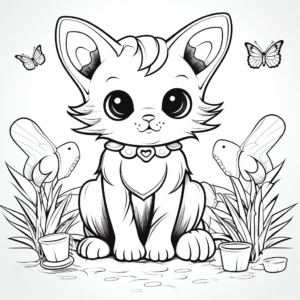 Garden Angel Cat Coloring Pages 4