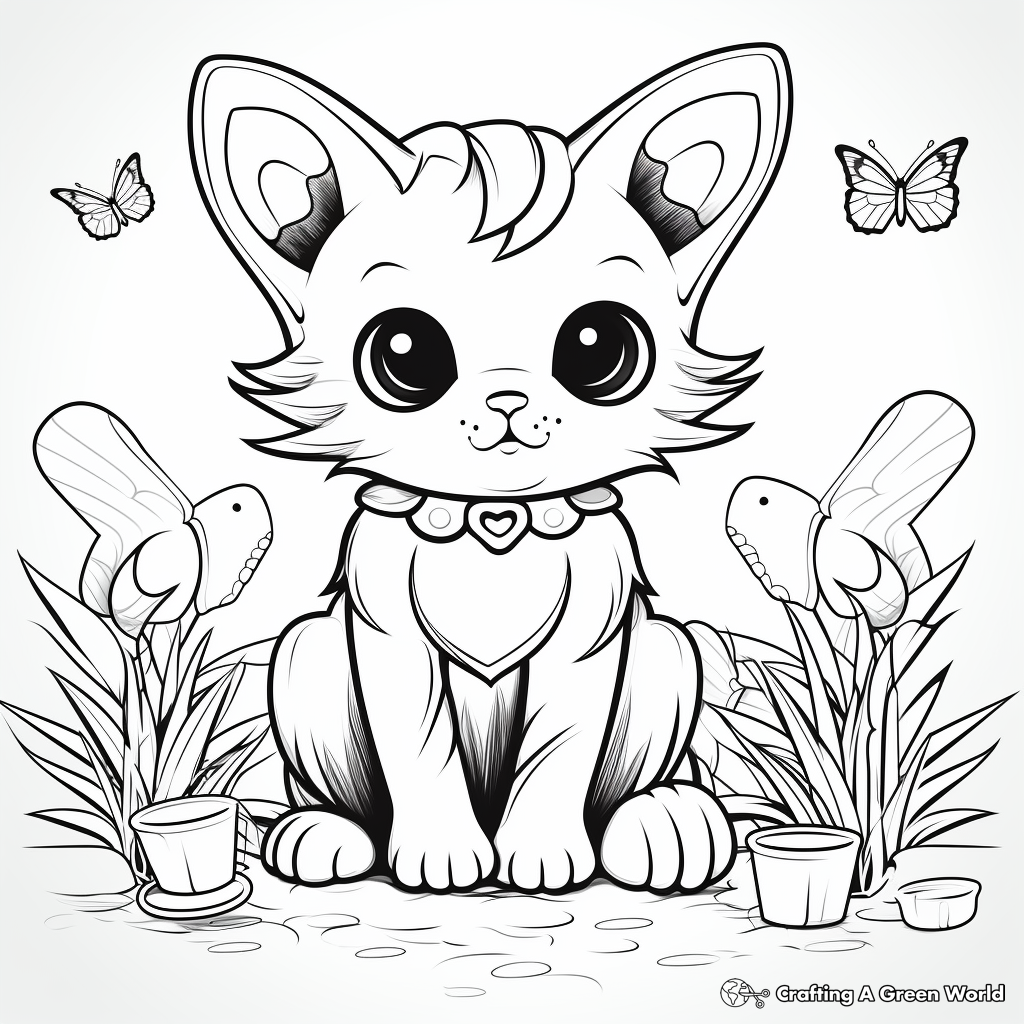 Garden Angel Cat Coloring Pages 4