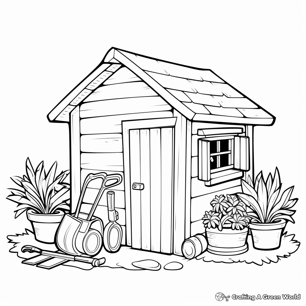 Garden Tools and Shed Coloring Pages 2