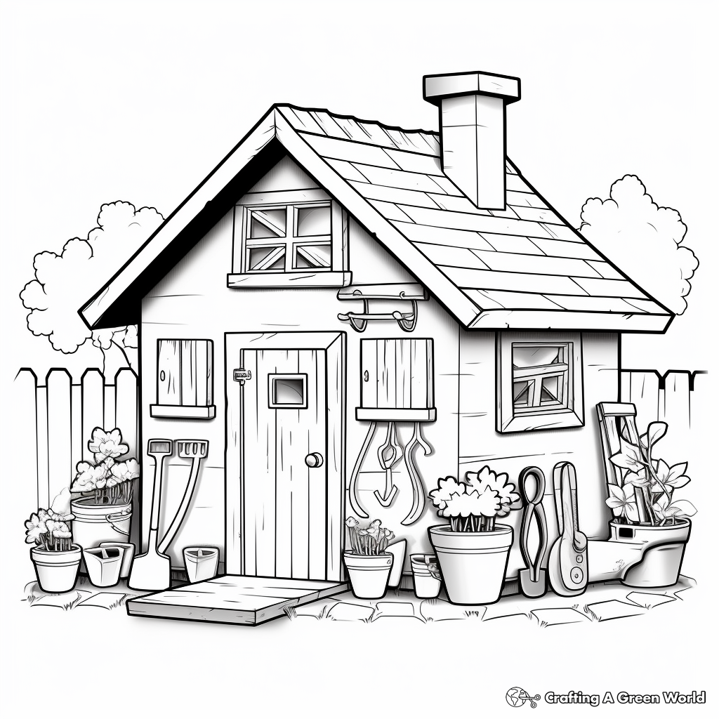 Garden Tools and Shed Coloring Pages 3