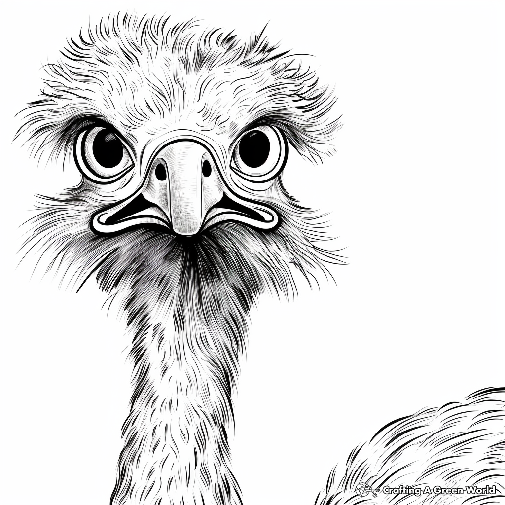 Gazing Ostrich Coloring Pages for Bird Lovers 2