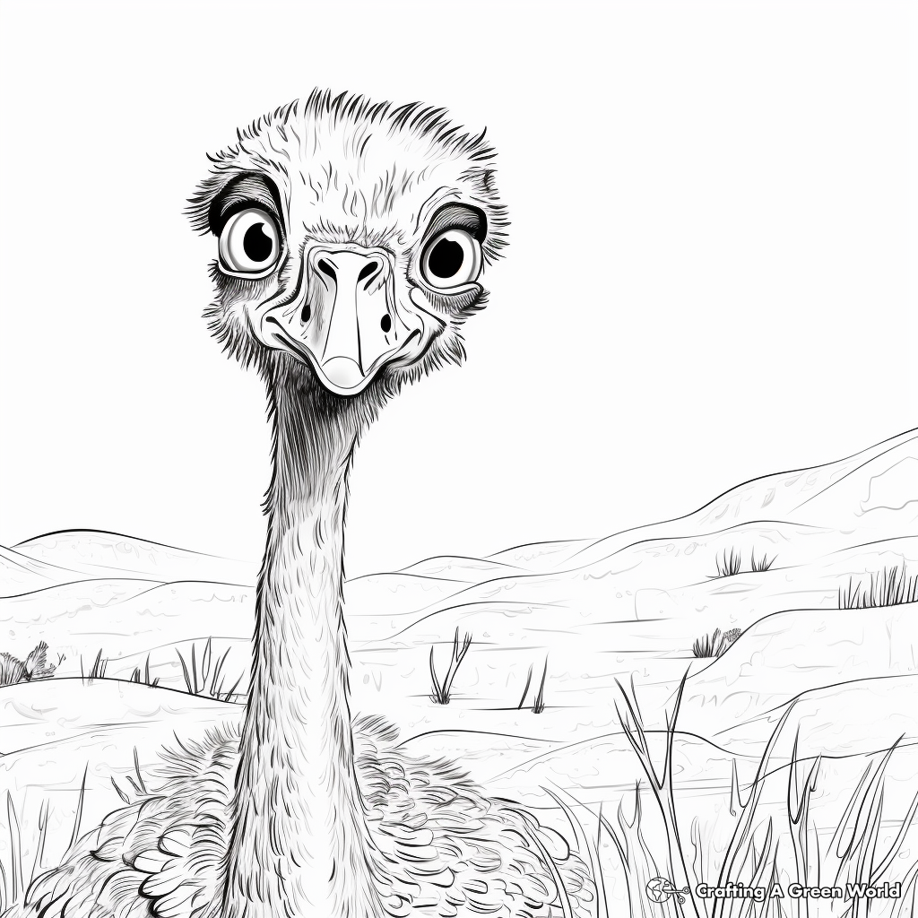 Gazing Ostrich Coloring Pages for Bird Lovers 3