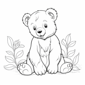 Gentle Brown Bear Relaxing Coloring Pages 1