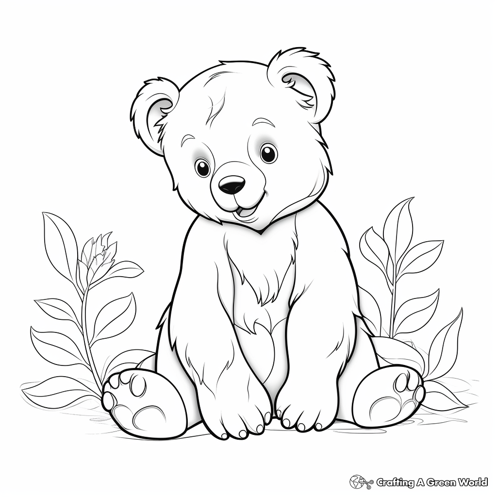 Gentle Brown Bear Relaxing Coloring Pages 1