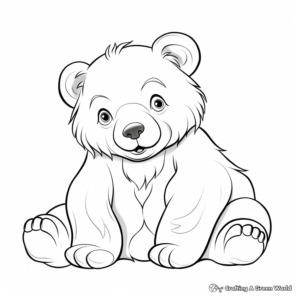 Gentle Brown Bear Relaxing Coloring Pages 4