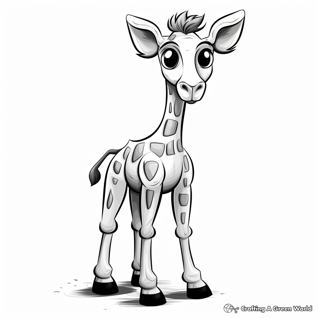 Gentle Cartoon Giraffe Coloring Sheets 4