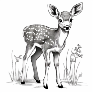 Gentle Deer in the Meadow Coloring Pages 1