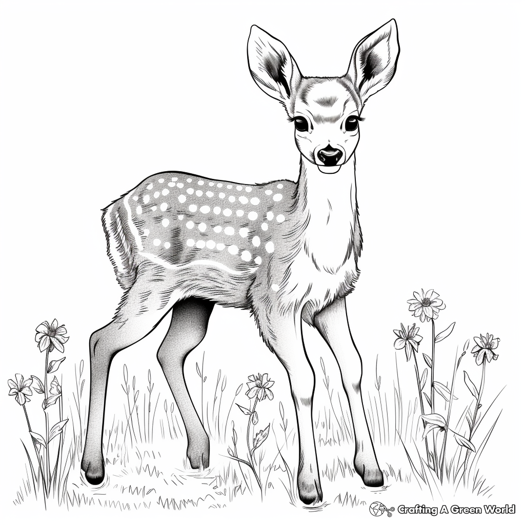 Gentle Deer in the Meadow Coloring Pages 4