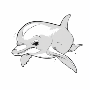 Gentle Dolphin Face Coloring Pages For Beginners 1