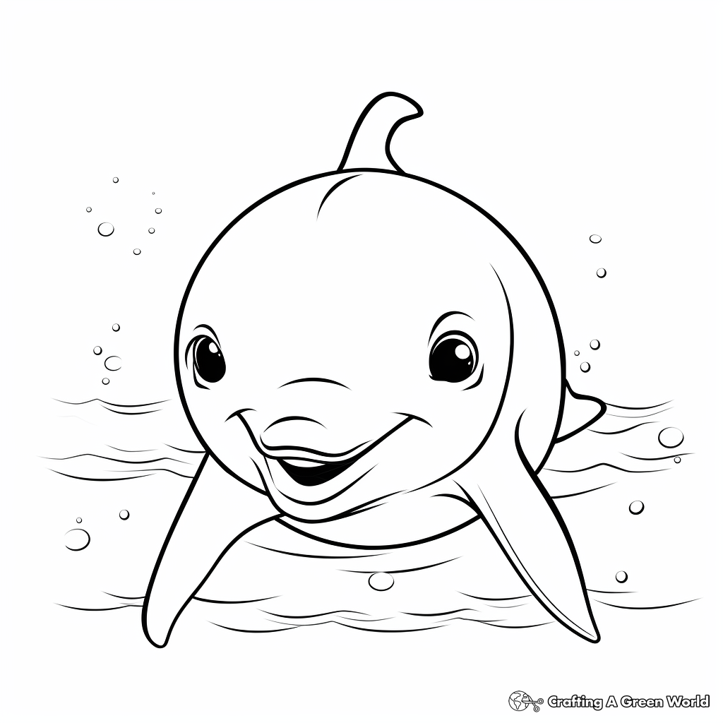 Gentle Dolphin Face Coloring Pages For Beginners 4