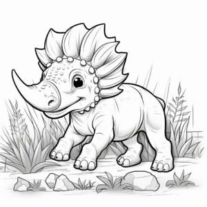 Gentle Herbivore Triceratops Coloring Pages 4