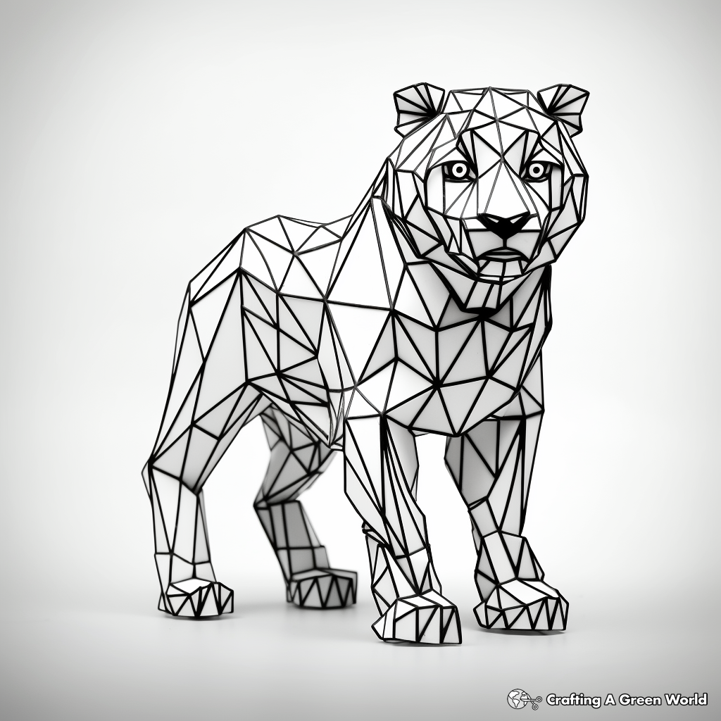 Geometric Animal Designs in 3D Coloring Pages 1